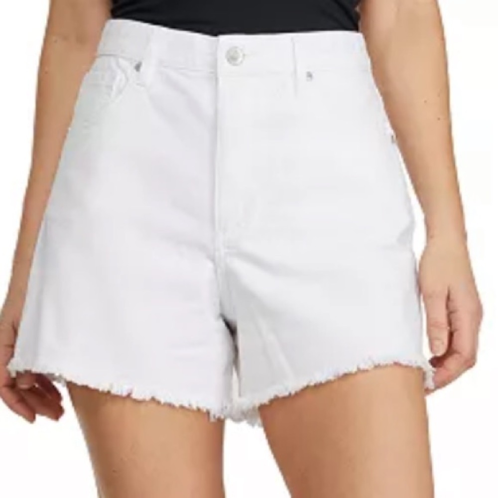 Numero Juniors Lou Lou High Rise Raw-Edge-Hem Denim Shorts White Size 27